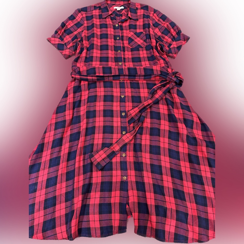 GUC Nordstrom 1901 size 16 Plaid A-line Dress